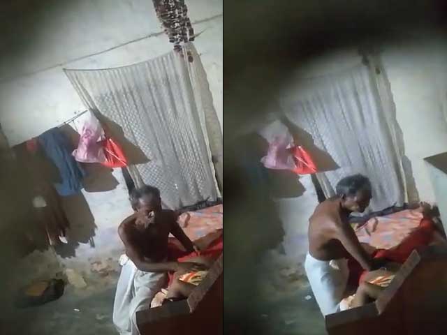 Old man having sex with maid caught on cam