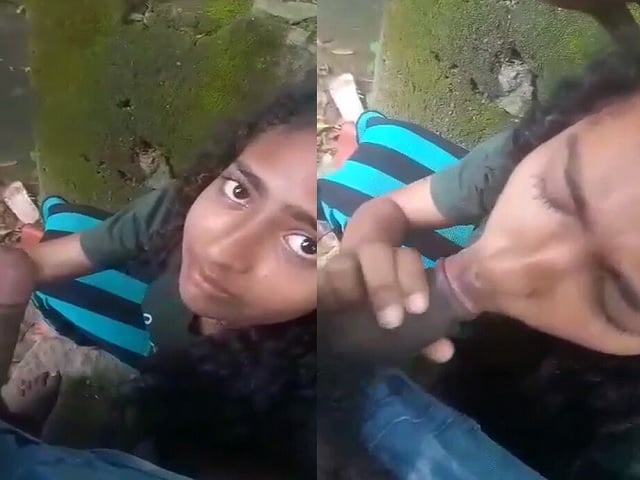 Sinhala girl outdoor blowjob and ass show