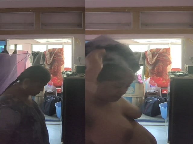 Milk tanker mom removing nighty in living room