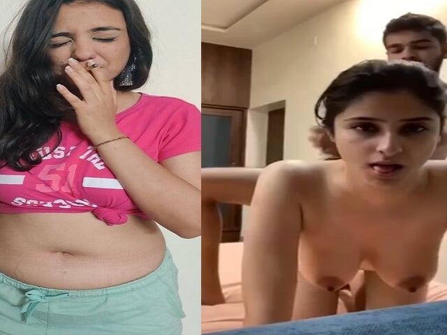Smoking cute Indian girl in doggy sex with rich lover