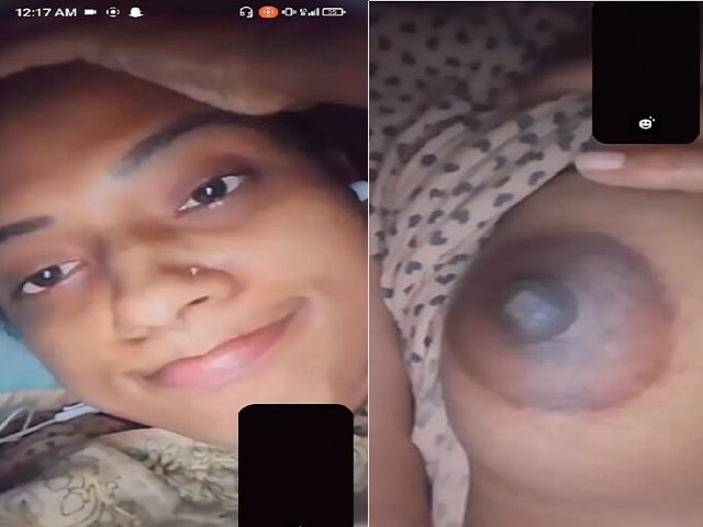 Girlfriend cute boobs showing on video call at night