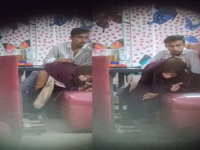 Hijab lady in restaurant having viral sex caught by voyeur